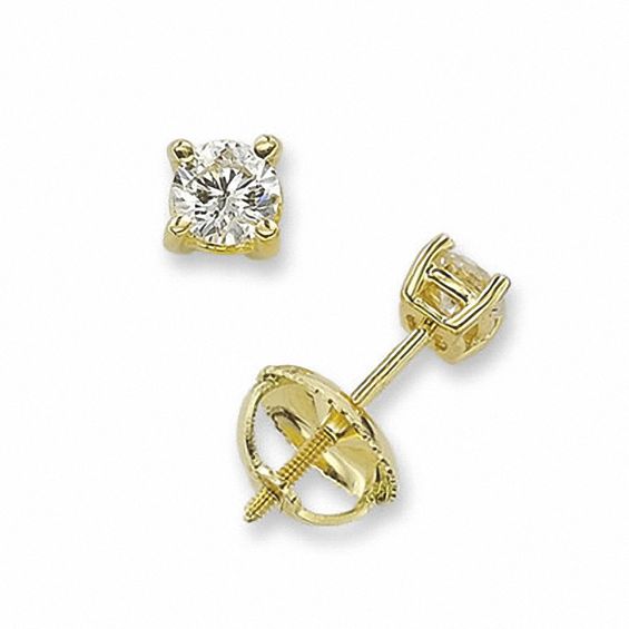 1 4 Ct T W Diamond Solitaire Earrings In 14k Gold T W Diamond Solitaire Earrings In 14k Gold