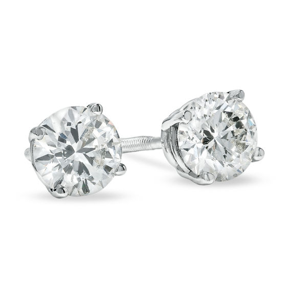 1 Ct T W Diamond Solitaire Earrings In 14k White Gold 1 Ct T W Diamond Solitaire Earrings In 14k White Gold