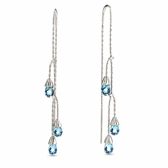 Blue Topaz Briolette Drop Earrings In 14k White Gold Gemstone Blue Topaz Briolette Drop Earrings In 14k White Gold