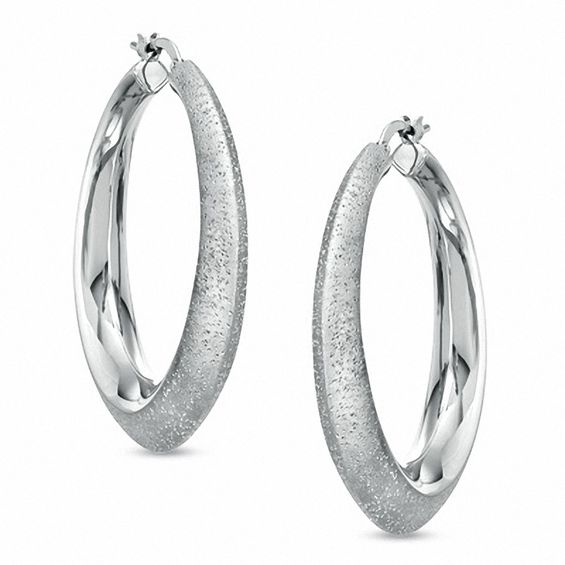 Charles Garnier 40mm Knife Edge Hoop Earrings In Sterling Silver Charles Garnier 40mm Knife Edge Hoop Earrings In Sterling Silver