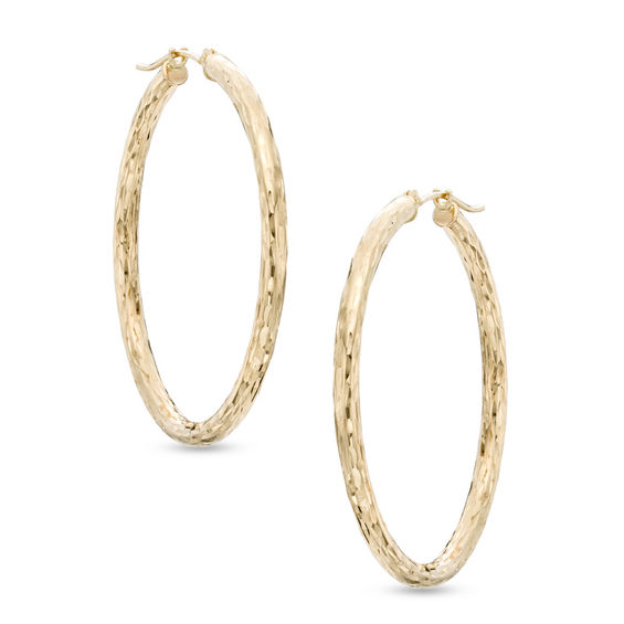 38mm Diamond Cut Hoop Earrings In 10k Gold Hoops 38mm Diamond Cut Hoop Earrings In 10k Gold