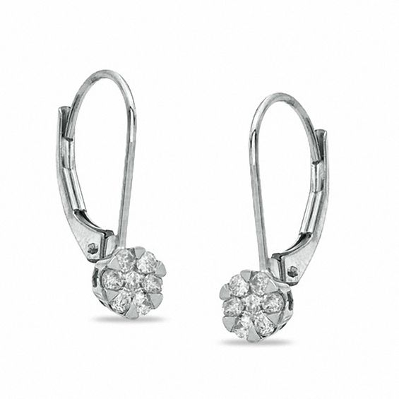 1 5 Ct T W Diamond Cer Drop Earrings In 10k White Gold View T W Diamond Cer Drop Earrings In 10k White Gold