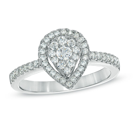 1 2 Ct T W Diamond Teardrop Frame Engagement Ring In 10k White T W Diamond Teardrop Frame Engagement Ring In 10k White Gold