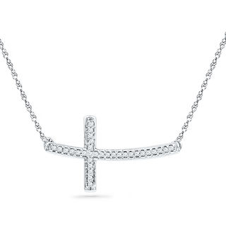 Gold sideways cross discount necklace with diamonds