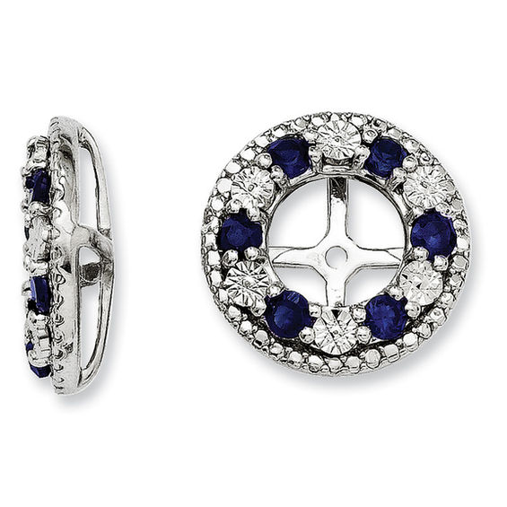 Lab Created Blue Shire Beaded Frame Stud Earring Jackets In Lab Created Blue Shire Beaded Frame Stud Earring Jackets In Sterling Silver