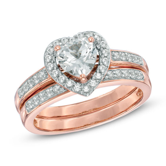 60mm heart shaped lab created white sapphire fashion ring set in sterling silver - Heart Shaped Wedding Ring Sets 60mm heart shaped lab created white sapphire fashion ring set in sterling silver - Heart Shaped Wedding Ring Sets