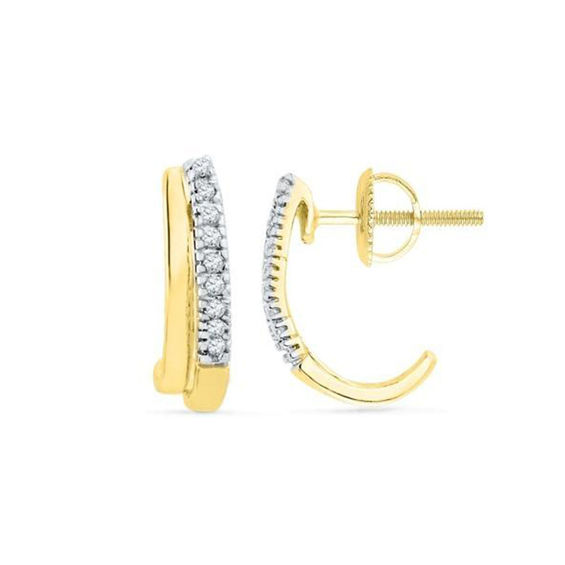 1 10 Ct T W Diamond J Hoop Earrings In 10k Gold T W Diamond J Hoop Earrings In 10k Gold