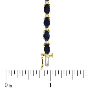 Real Gold Bracelet Sim Diamond /& Blue Oval Sapphires 7” to 8” 18k GF Gift Boxed