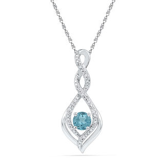 5.0mm Aquamarine and Diamond Accent Infinity Twist Pendant in 10K White  Gold|Zales Outlet