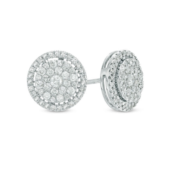 1 2 Ct T W Composite Diamond Frame Stud Earrings In 10k White Gold 1 2 Ct T W Composite Diamond Frame Stud Earrings In 10k White Gold
