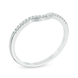 0.12 CT 10K White Gold Round Diamond Ladies Wedding Contour Band Guard Ring 0.12 CT 10K White Gold Round Diamond Ladies Wedding Contour Band Guard Ring