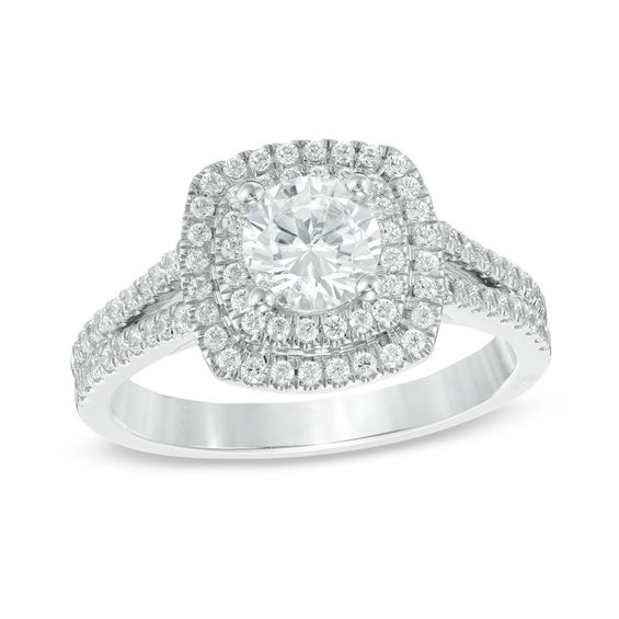 T W Diamond Double Square Frame En Ement Ring In 14k T W Diamond Double Square Frame En Ement Ring In 14k