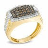 Thumbnail Image 3 of 1 CT. T.W. Champagne and White Diamond Tonneau-Shaped Ring in 10K Gold
