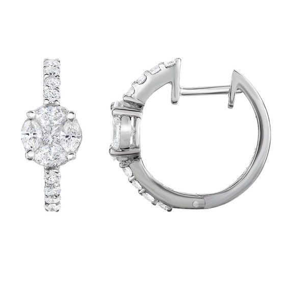 Adorne Collection 1 Ct T W Composite Diamond Hoop Earrings In 14k Adorne Collection 1 Ct T W Composite Diamond Hoop Earrings In 14k White Gold