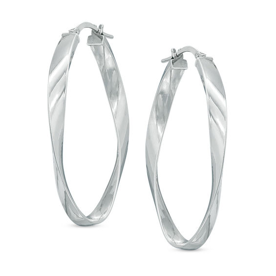 Oval Twist Hoop Earrings In Sterling Silver Oval Twist Hoop Earrings In Sterling Silver