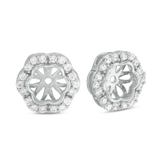 1 3 Ct T W Diamond Flower Frame Earring Jackets In 10k White Gold T W Diamond Flower Frame Earring Jackets In 10k White Gold