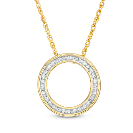 1 20 ct t w diamond circle outline pendant in 10k gold new circle outline