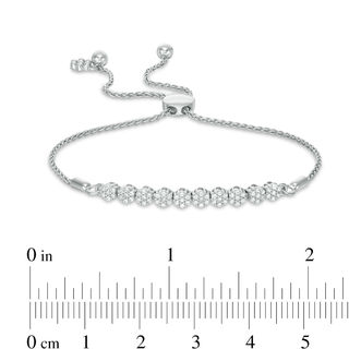 1 2 CT. T.W. Diamond Flower Cluster Bar Bolo Bracelet in 10K White
