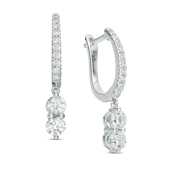 Ever Us 1 Ct T W Two Stone Diamond Drop Earrings In 14k White T W Two Stone Diamond Drop Earrings In 14k White
