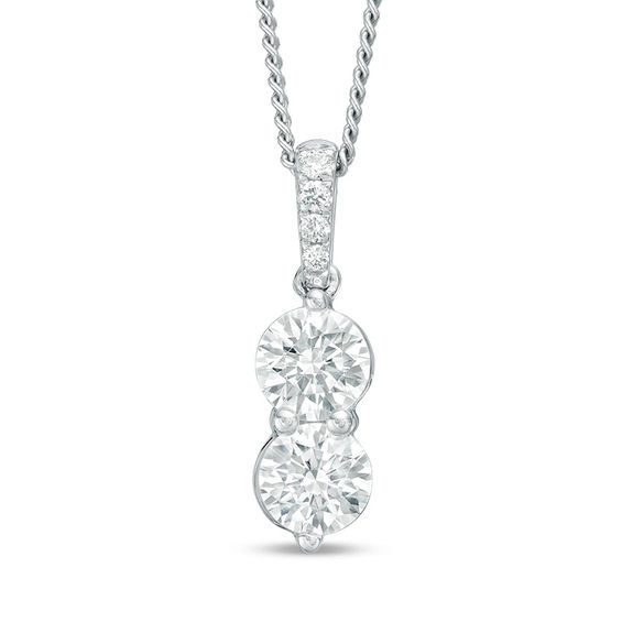 Ever Us 1 Ct T W Two Stone Diamond Pendant In 14k White Gold 19 T W Two Stone Diamond Pendant In 14k White Gold 19