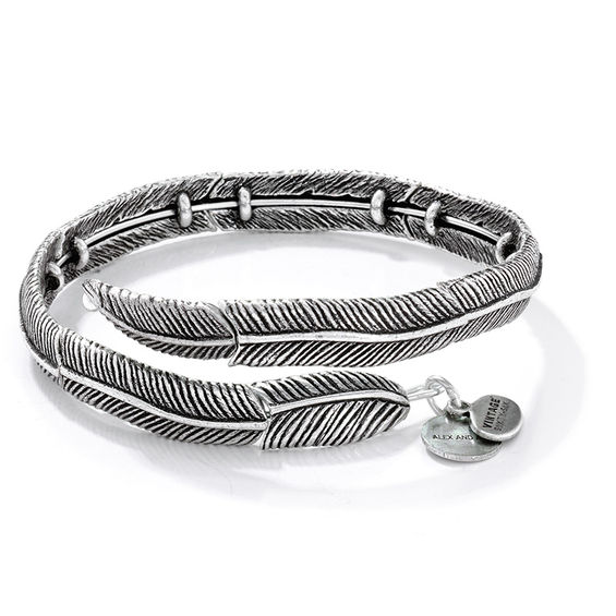 Alex And Ani Feather Spirit Wrap Bangle In Silver Tone Br Alex And Ani Feather Spirit Wrap Bangle In Silver Tone Br