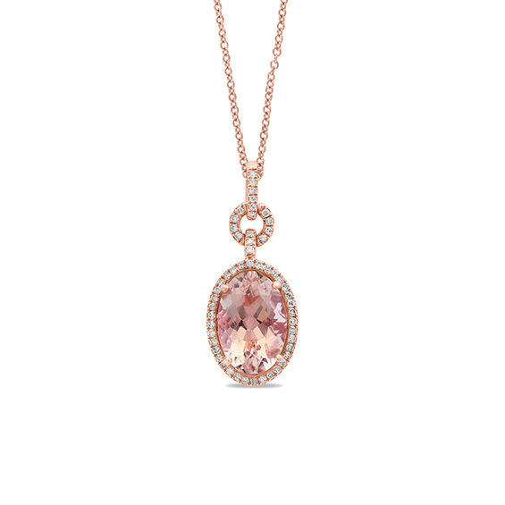 Effy Collection Oval Morganite And 1 5 Ct T W Diamond Frame Effy Collection Oval Morganite And 1 5 Ct T W Diamond Frame Buckle Pendant