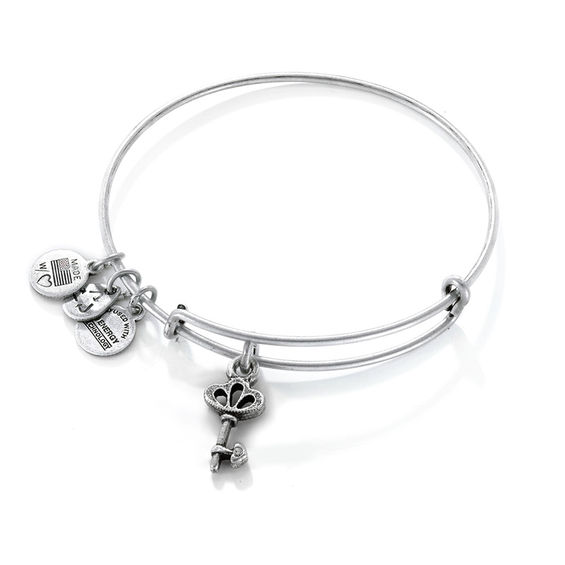 Alex And Ani Crystal Skeleton Key Charm Bangle In Silver Tone Br Alex And Ani Crystal Skeleton Key Charm Bangle In Silver Tone Br