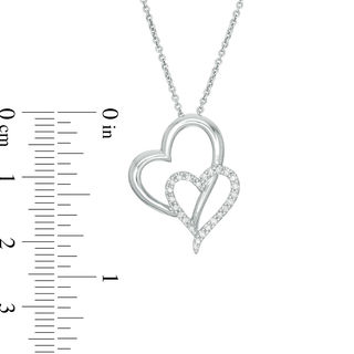1/10 CT. T.W. Diamond Double Heart Pendant in Sterling Silver