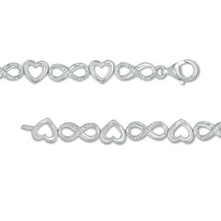 1/5 CT. T.W. Diamond Alternating Heart and Infinity Bracelet in Sterling  Silver - 7.25