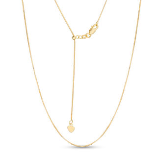 Adjustable 050 Gauge Box Chain Necklace in 14K Gold - 22