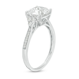 Dazzlingrock Collection 10K 5 MM Cushion Lab Created Gemstone & Round White Diamond Ladies Engagement Ring Yellow Gold