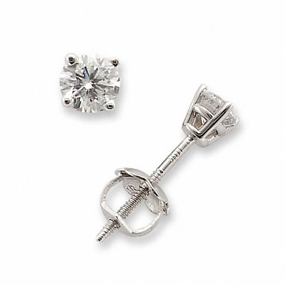 Previously Owned 1 4 Ct T W Diamond Solitaire Stud Earrings In Previously Owned 1 4 Ct T W Diamond Solitaire Stud Earrings In 14k White