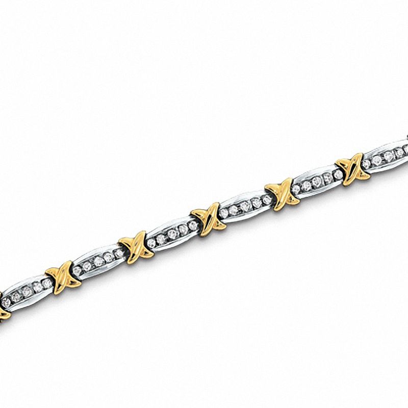 Main Image 1 of 1 CT. T.W. Diamond Fashion "X" Bracelet in 10K Two-Tone Gold