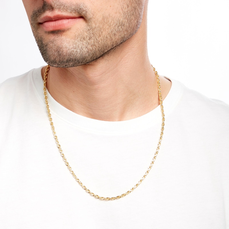 Main Image 2 of 3.8mm Diamond-Cut Glitter Rope Chain Necklace in Solid 14K Gold - 22"