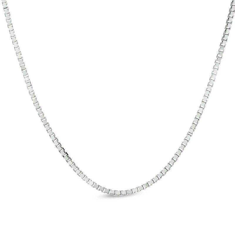 Main Image 1 of Ladies' 0.55mm Box Chain Necklace in 14K White Gold - 18"