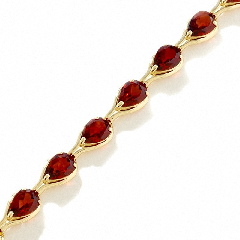 Main Image 1 of Pear-Shaped Garnet Bracelet in 10K Gold