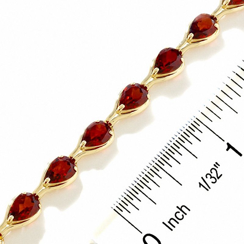 Main Image 2 of Pear-Shaped Garnet Bracelet in 10K Gold
