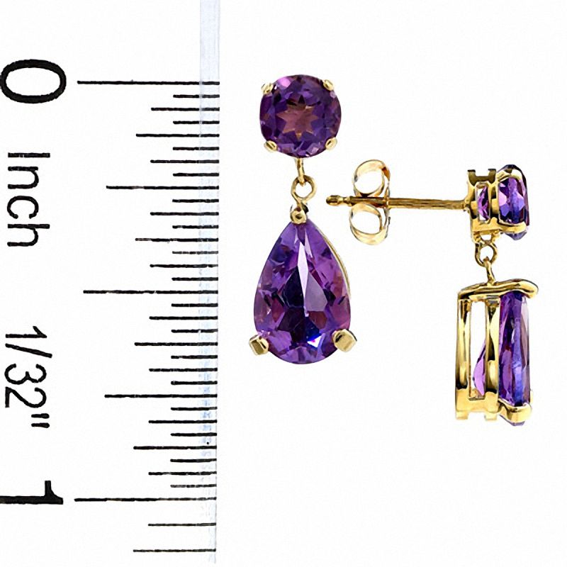 Main Image 2 of Amethyst Drop Earrings in 10K Gold