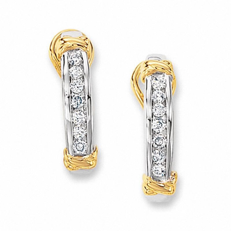 1/2 CT. T.W. Diamond "X" Earrings in 14K Two-Tone Gold