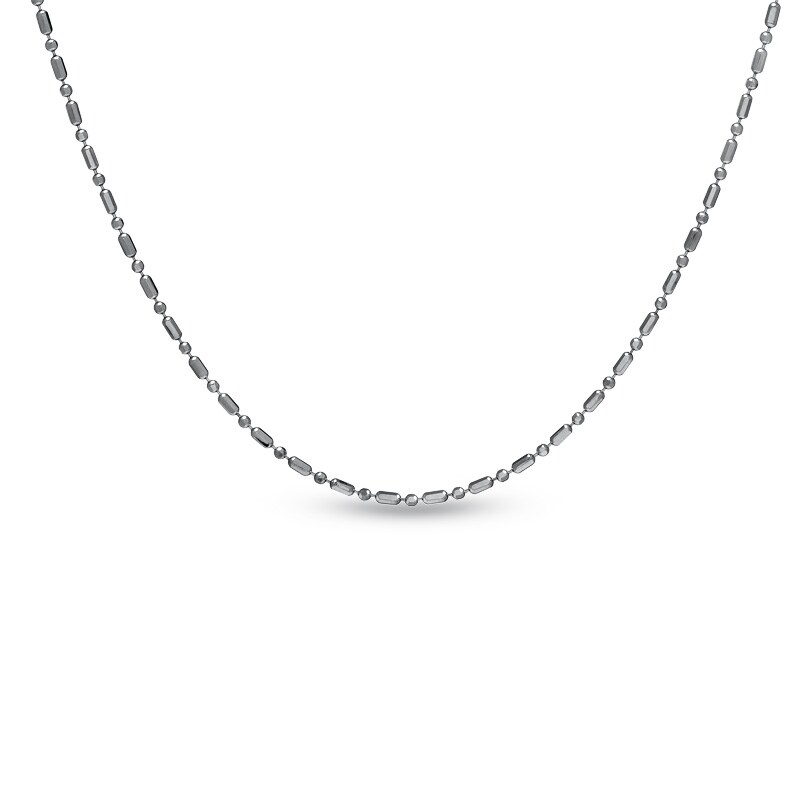 Main Image 1 of Ladies' Facet Bead Chain Necklace in 14K White Gold - 18"