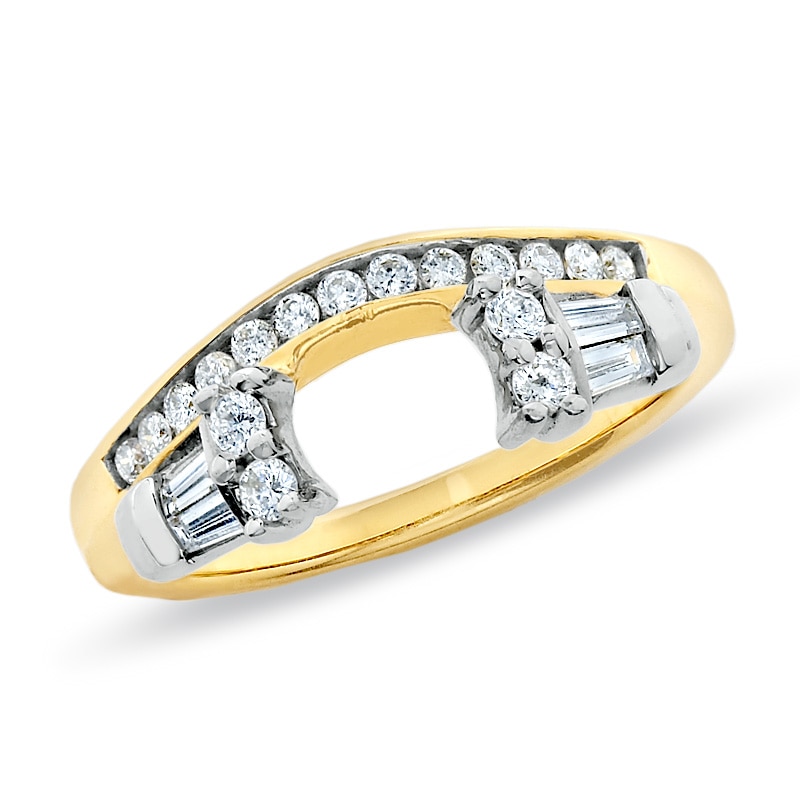 3/8 CT. T.W. Round and Baguette Diamond Solitaire Enhancer in 14K Gold