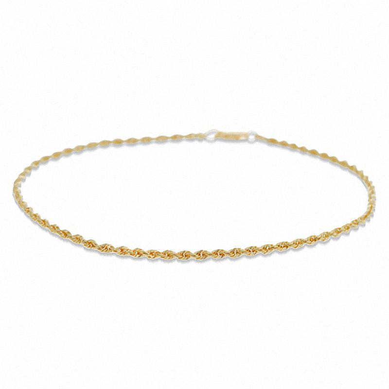 Main Image 1 of 14K Gold 2.0mm Rope Anklet - 9.5