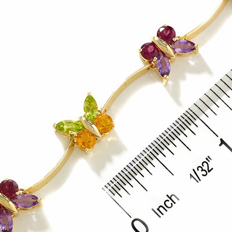 Main Image 2 of Multi-Gemstone Butterfly Bracelet in 14K Gold - 7.0"