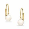 Thumbnail Image 0 of 6.0-6.5mm Cultured Freshwater Pearl and Diamond Accent Leverback Earrings in 14K Gold