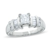 Thumbnail Image 0 of 1 CT. T.W. Princess-Cut Diamond Engagement Ring with Baguette Sidestones in Platinum