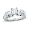 Thumbnail Image 1 of 1 CT. T.W. Princess-Cut Diamond Engagement Ring with Baguette Sidestones in Platinum