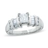 Thumbnail Image 0 of 1 CT. T.W. Princess-Cut Diamond Engagement Ring with Baguette Sidestones in Platinum