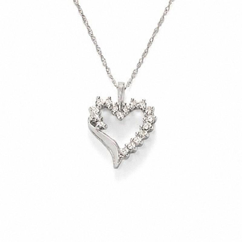 Main Image 1 of 1/4 CT. T.W. Diamond Shadow Heart Pendant in 10K White Gold
