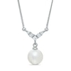 Thumbnail Image 0 of 6.0-6.5mm Cultured Freshwater Pearl Necklace in 14K White Gold with Diamond Accents