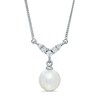 Thumbnail Image 1 of 6.0-6.5mm Freshwater Cultured Pearl Necklace in 14K White Gold with Diamond Accents